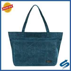 Heavy-Duty Waxed Canvas Zipper Tool Tote Bag with Pockets for Work Travel Gym